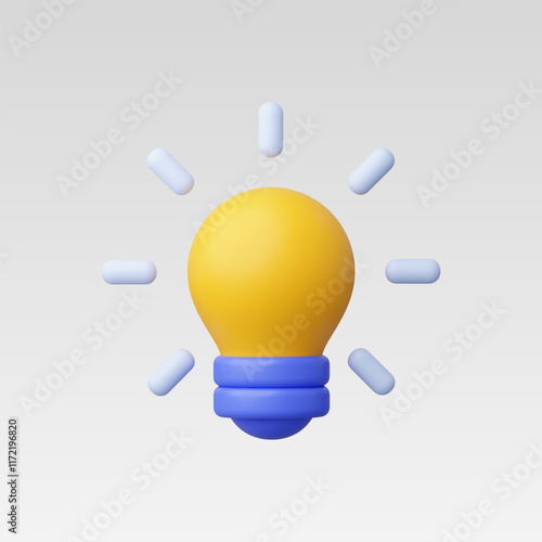 3d Realistic yellow lightbulb vector illustration