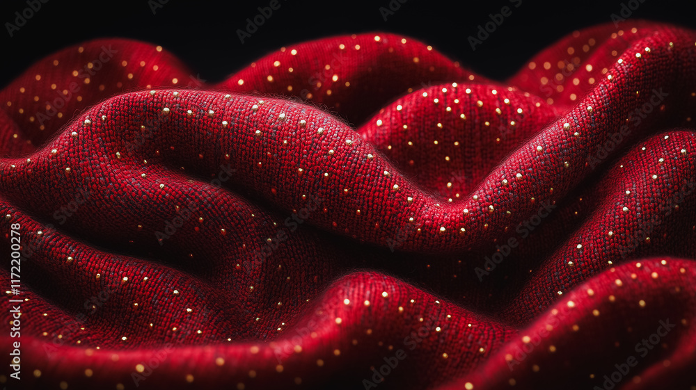 Crimson Velvet Drape with Golden Specks 