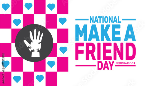 February is National Make a Friend Day  background template. Perfect for banners, cards, posters, and  social media .
Vector design with text inscription and classic color for a professional look