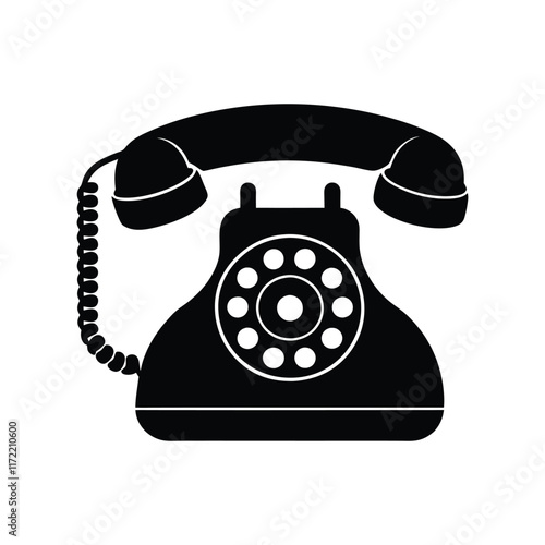 bakelite telephones silhouette on white background.eps