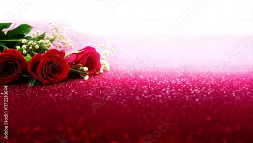 rose laying flat surface springle effect background mother's day valentine's day wedding photo