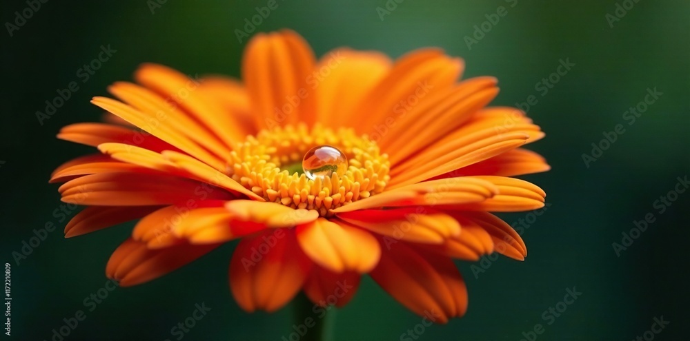 a single drop of water sits atop the delicate petals of an orange gerbera, delicate, pretty, blossom a single drop of water sits atop the delicate petals of an orange gerbera, delicate, pretty, blossom