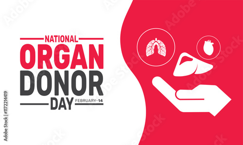 february is National Organ Donor day background template. Perfect for banners, cards, posters, social media.
Vector design with text inscription and classic color for a professional look