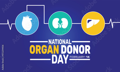 february is National Organ Donor day background template. Perfect for banners, cards, posters, social media.
Vector design with text inscription and classic color for a professional look