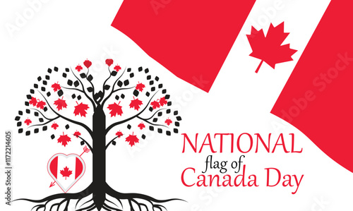 february is national flag of canada day background template. Perfect for banners, cards, posters, social media.
Vector design with text inscription and classic color for a professional look
 photo