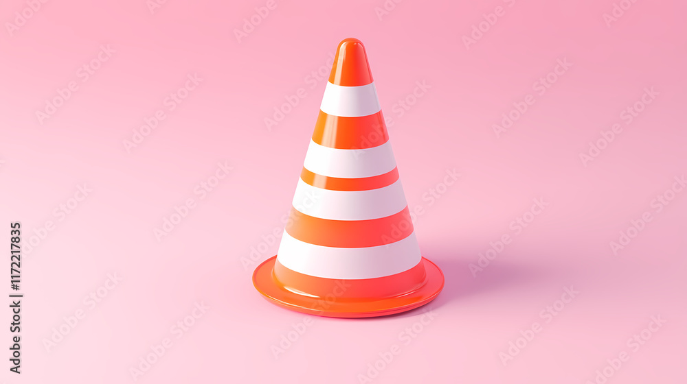 Traffic safety cone with orange and white stripes Traffic safety cone with orange and white stripes