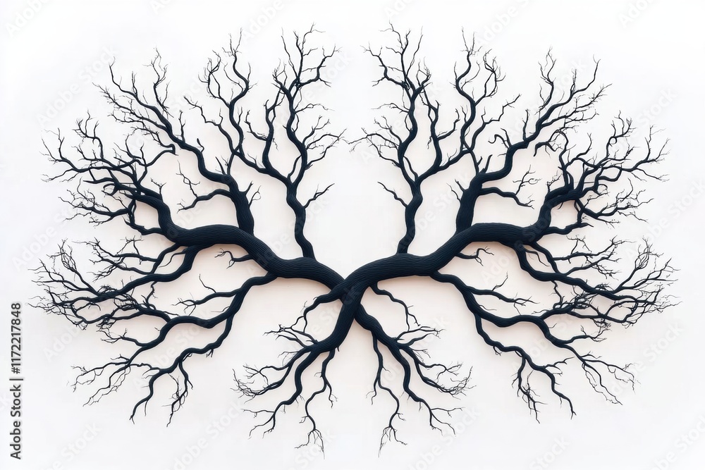 Fototapeta premium Abstract representation of tree branches, showcasing intricate patterns and natural forms.