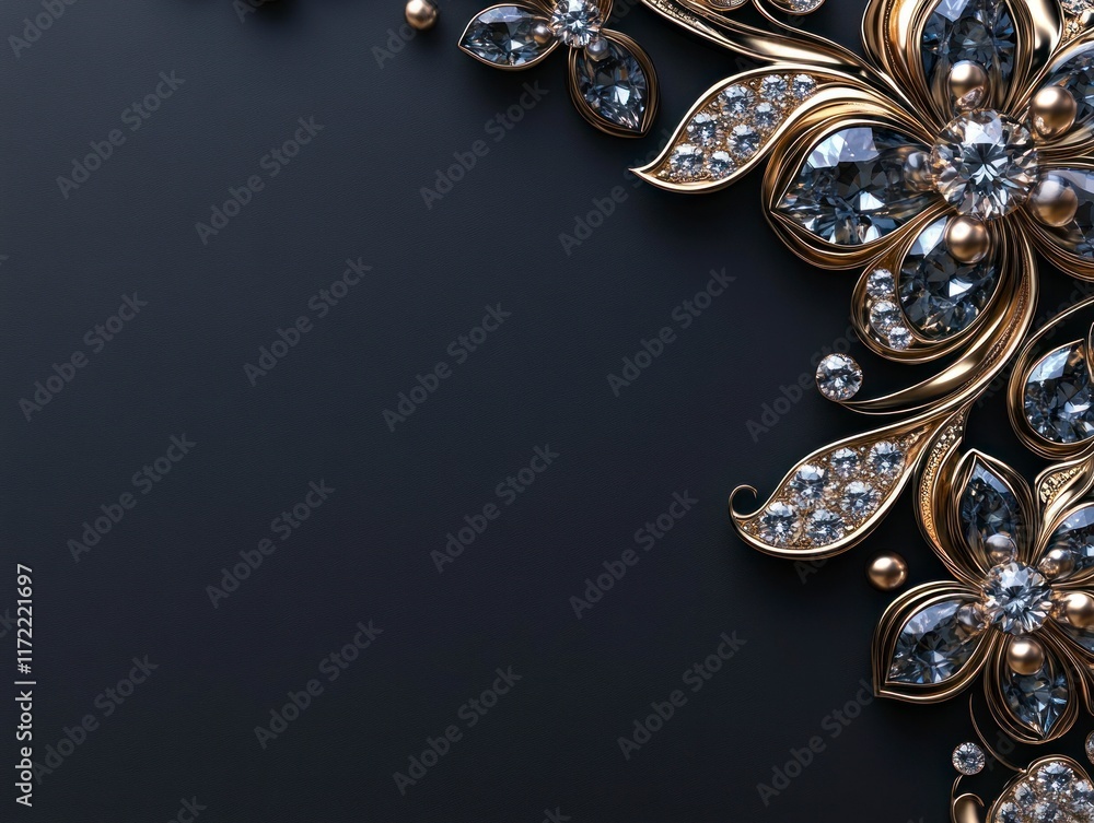 Naklejka premium Elegant Luxury Design with Diamond Heart Patterns on a Dark Background for Premium Visual Appeal