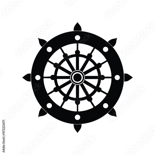 dharma wheel silhouette vector icon.eps