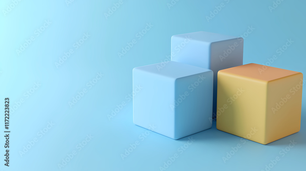 Geometric cube composition on a blue background Geometric cube composition on a blue background
