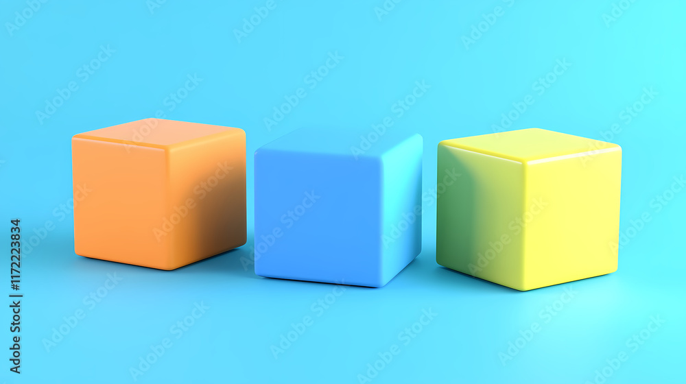 Fototapeta premium Geometric cube composition on a blue background