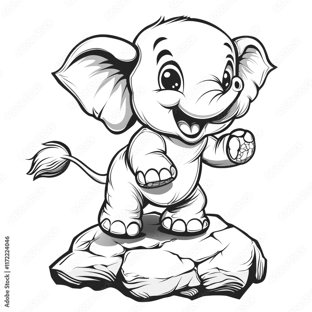 Fototapeta premium Adorable Baby Elephant on Rock