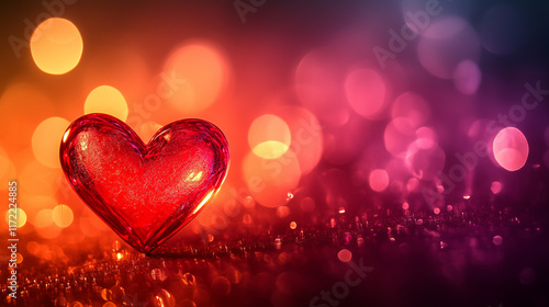 Heart-shaped bokeh with red and pink romantic decoration for Valentine's Day celebration