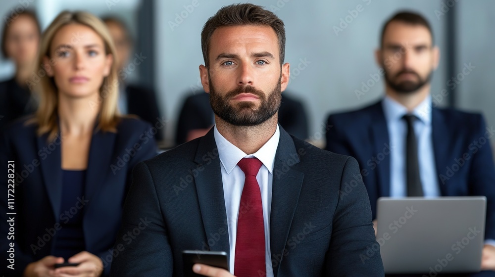 Professional Business Meeting with Attentive Participants in Office