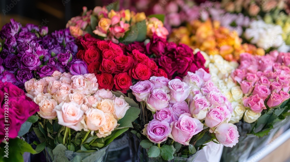 A vibrant array of colorful flowers in elegant vases brightens the table, radiating love and joy for Valentine’s Day celebrations. A vibrant array of colorful flowers in elegant vases brightens the table, radiating love and joy for Valentine’s Day celebrations.