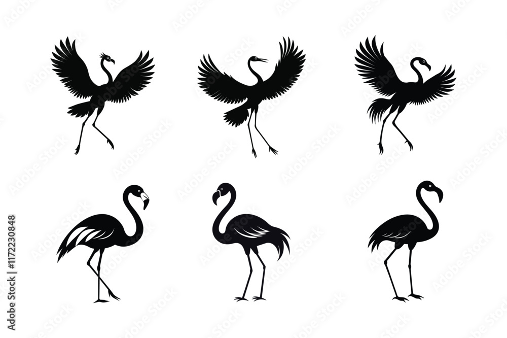 Obraz premium Flamingo bird silhouette vector art illustration