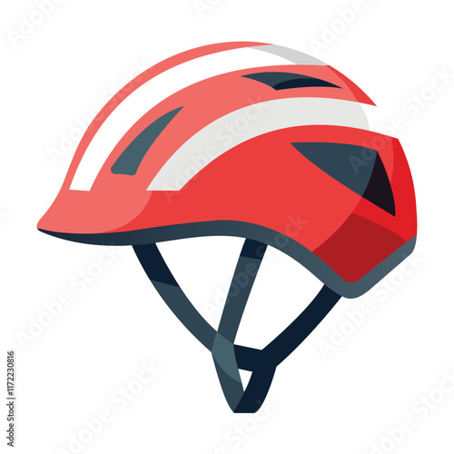 Illustration of Bicycle helmet head protective accessory front side view on white