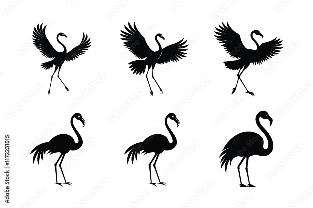 Obraz premium Flamingo bird silhouette vector art illustration