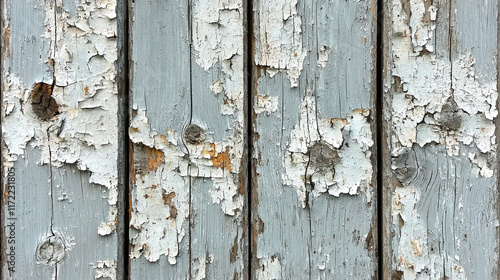 Peeling paint on weathered gray wood planks of an old exterior wall (1)