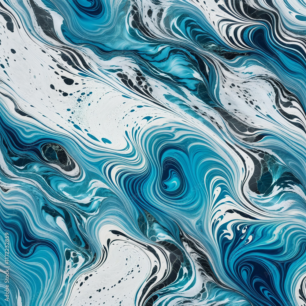 Mesmerizing Marble Texture with Ocean Blue, Black, and White Hues Mesmerizing Marble Texture with Ocean Blue, Black, and White Hues