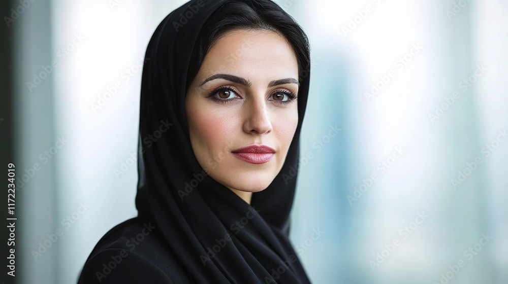 Confident Woman in Hijab Looking Calm and Poised in Urban Setting Confident Woman in Hijab Looking Calm and Poised in Urban Setting