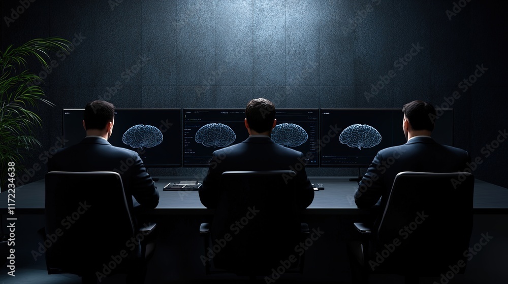 Researchers Analyzing Brain Data in a Modern Laboratory Setting Researchers Analyzing Brain Data in a Modern Laboratory Setting