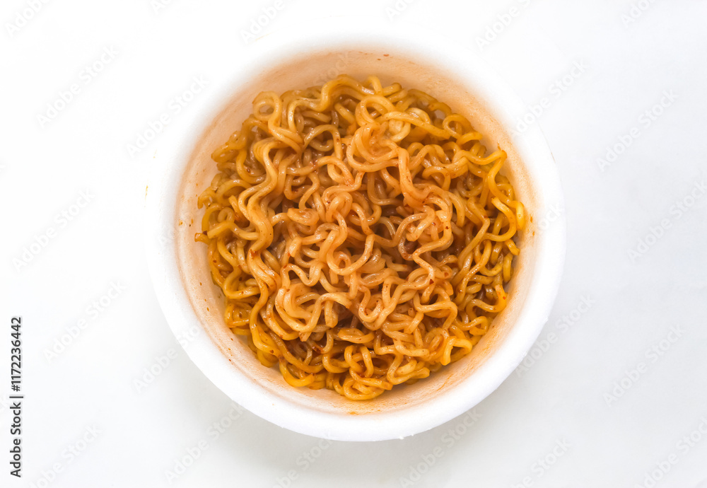 noodles in a bowl on a white background noodles in a bowl on a white background