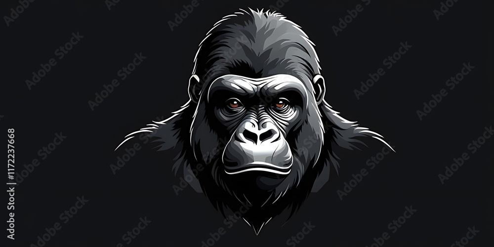Strong and Powerful Gorilla Face Illustration Strong and Powerful Gorilla Face Illustration