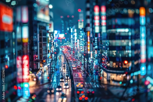High Quality Visual of Abstract Architecture Background of Tokyo, Japan at Night