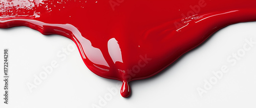 Dripping Red Liquid Splash on White Background photo