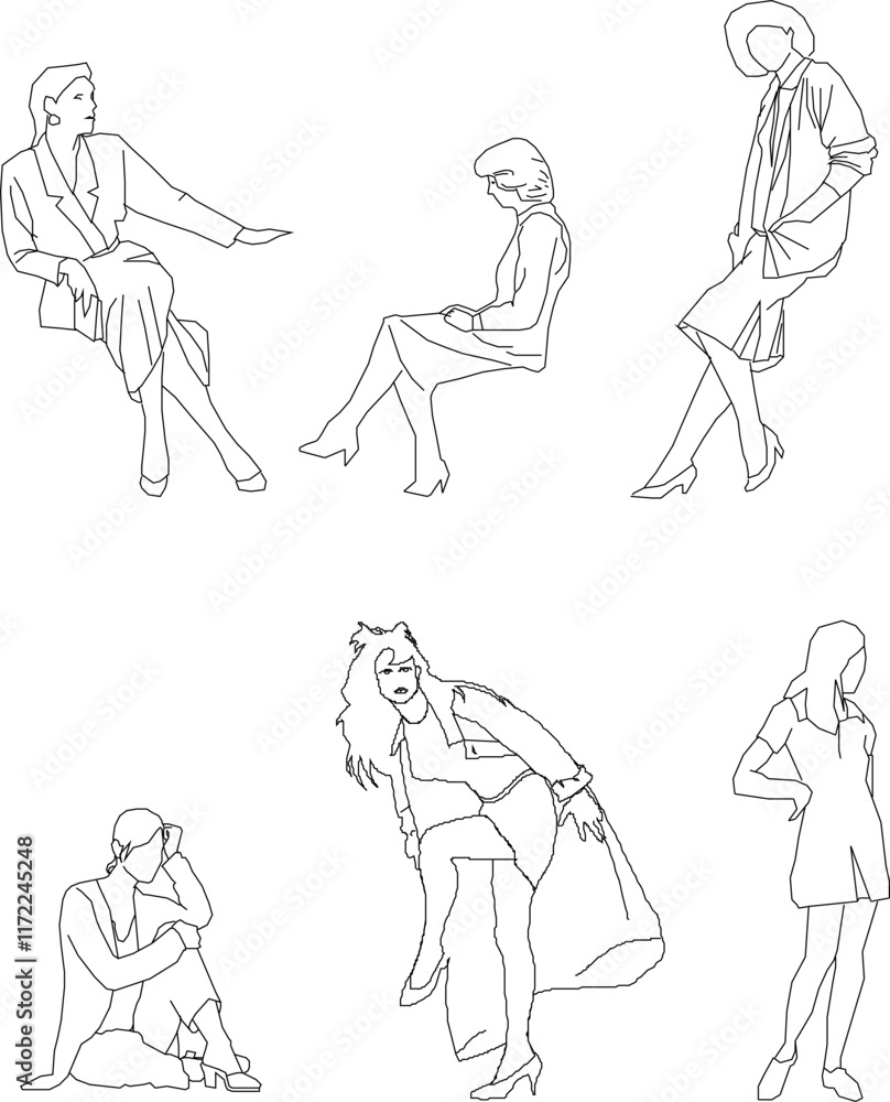 Vector sketch silhouette design of artist model doing photo shoot for advertisement.eps Vector sketch silhouette design of artist model doing photo shoot for advertisement.eps