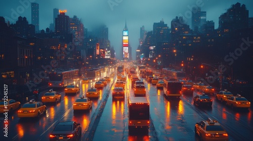 Rainy Night in Times Square, NYC