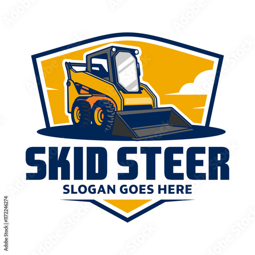Yellow Skid Steer Logo Construction Vector