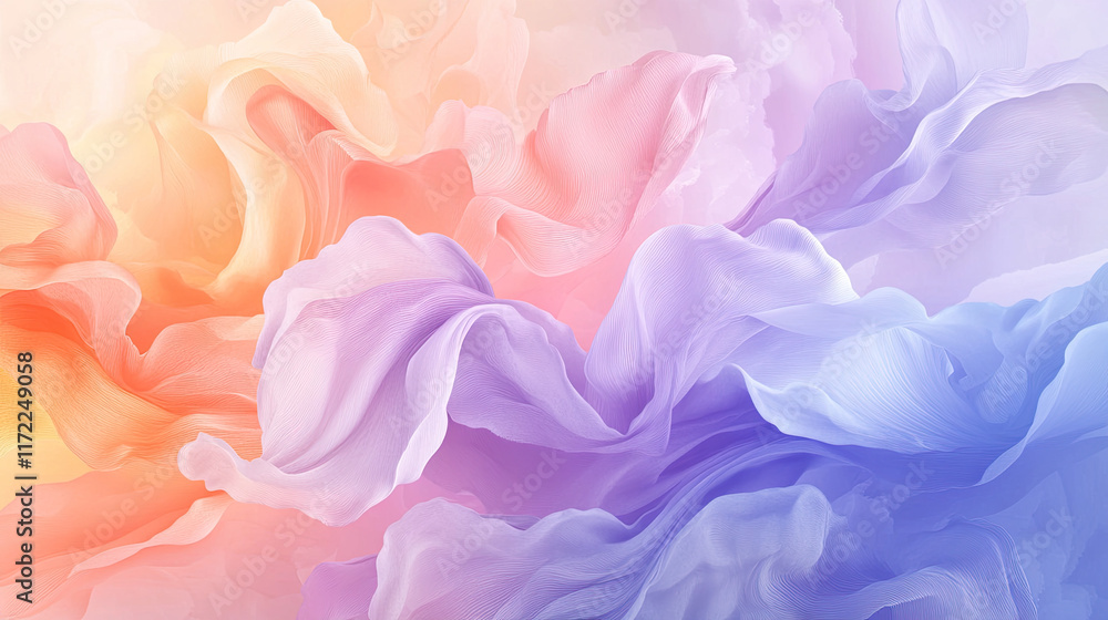 Fototapeta premium Colorful Abstract Flowing Silk Textures Creating Soft Dreamy Background