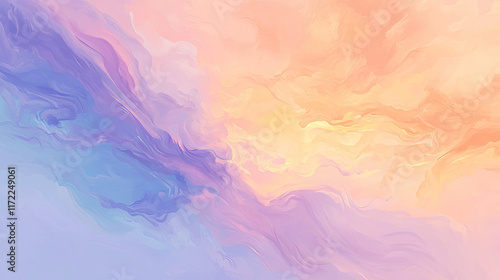 Colorful Abstract Swirls in Soft Pastels with Fluid Brush Strokes