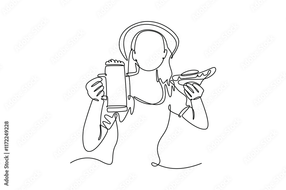 Street food festival. Market concept. Single line draw design vector graphic illustration. Street food festival. Market concept. Single line draw design vector graphic illustration.