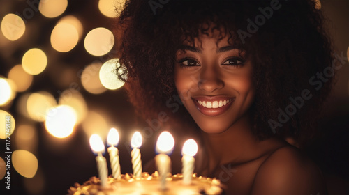 Wallpaper Mural A woman is holding a cake with candles on it Torontodigital.ca