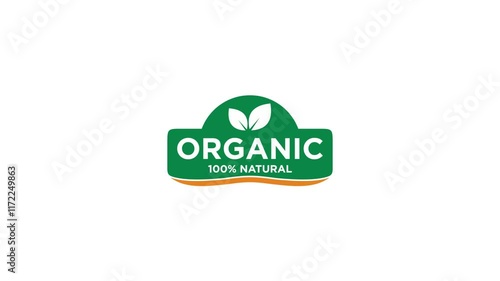 100 percent organic label sticker. Organic label badge. Motion graphics. photo