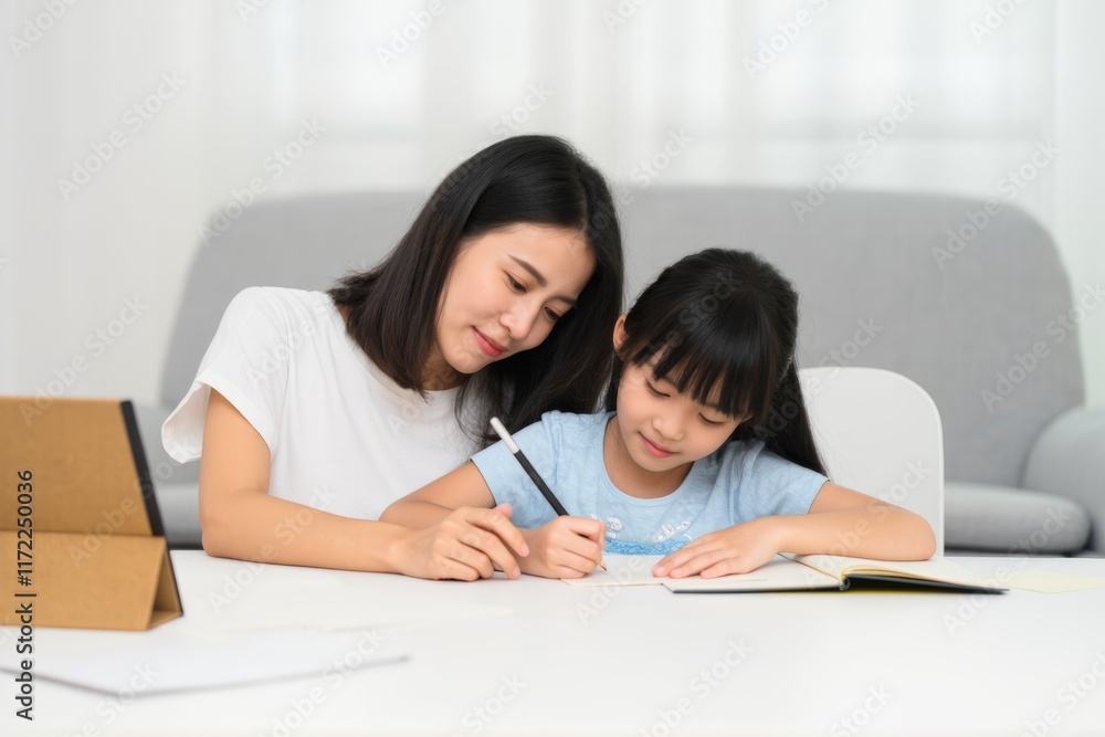 Mother and Daughter Engaging in Creative Activities at Home Mother and Daughter Engaging in Creative Activities at Home