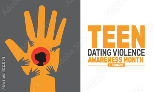 National Teen Dating Violence Awareness and Prevention Month background template. Perfect for banners, cards, posters, and social media. Vector design with text inscription and classic color for