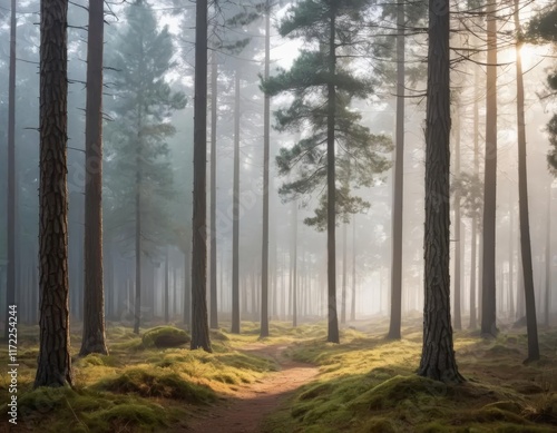 misty morning in the forest