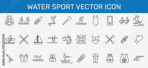 water sport vector icon, swimming, volly water, diving, boat, vest ,ski  Vector