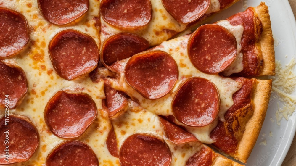 Delicious Chicago deep dish pizza with layers of cheese and pepperoni. Delicious Chicago deep dish pizza with layers of cheese and pepperoni.