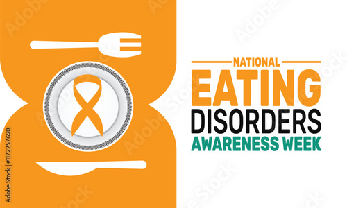 National Eating Disorders Awareness Week background template. Design for banner, card, poster with text. Observed last week of February. Support awareness with vector illustrations and vibrant design