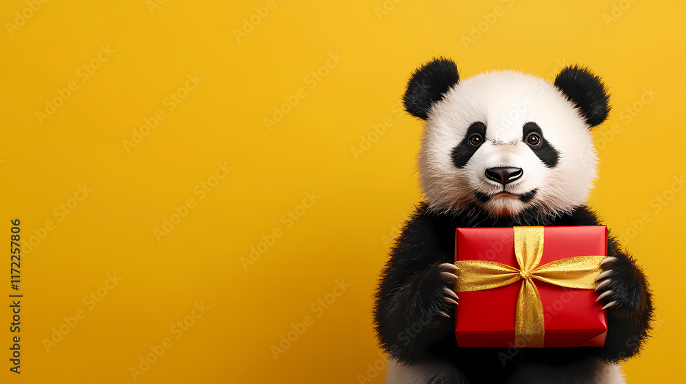 Adorable festive wishes with a panda gift Adorable festive wishes with a panda gift