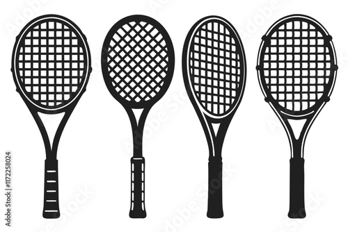 set of Tennis racket silhouette vector illustration
