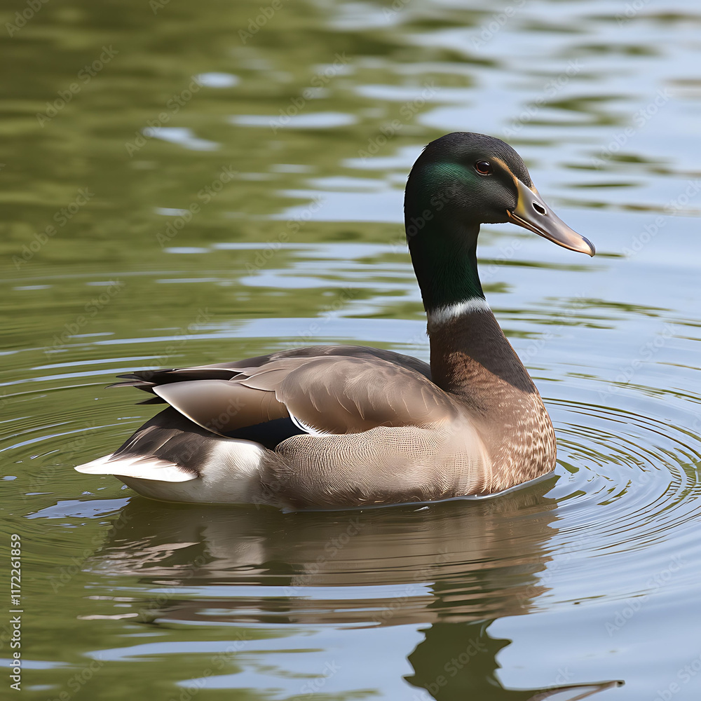 Obraz premium Elegant duck swimming in serene waters