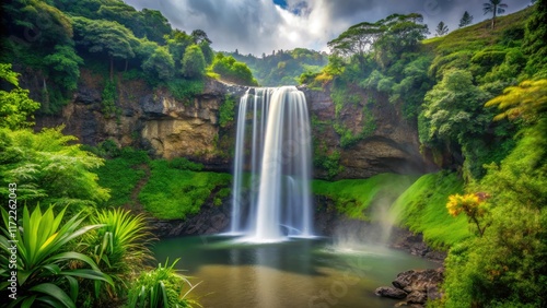 Wailua Falls' ethereal beauty revealed through long exposure photography, a Kauai landscape masterpiece.