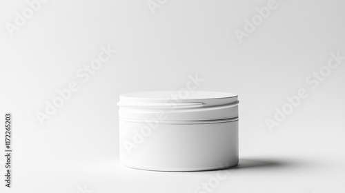Wallpaper Mural A simple white cosmetic jar with a lid, ideal for skincare or beauty products. Torontodigital.ca