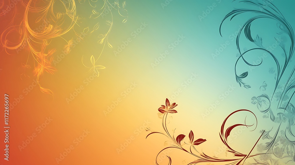 Abstract Floral Design with Warm and Cool Hues Abstract Floral Design with Warm and Cool Hues